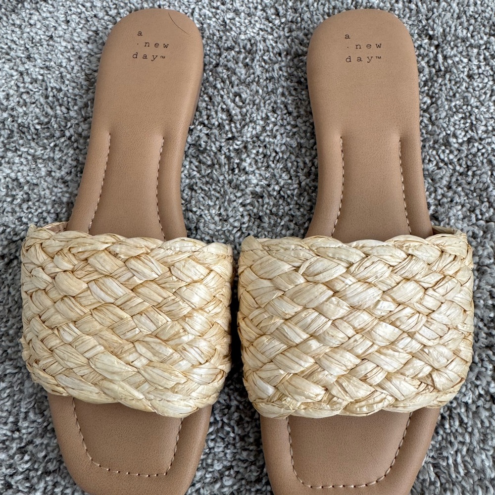 a new day Natural Braided Slide Sandals - Tan/Natural